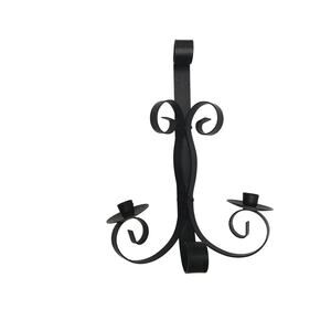 Vintage Wrought Iron 2 Candle Wall Sconce, Black Gothic